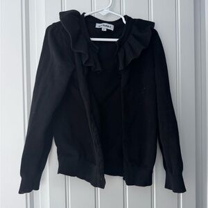 Girls little stocking co Black Ruffled Sweater
